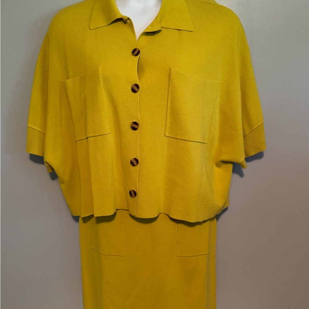 Flat White Anthropologie Chartreuse Knit Two-Piece Set